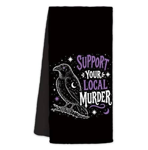 Gothic Crow Decorative Hand Towels - 16x24 Kitchen & Bath