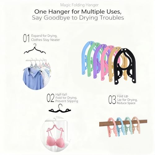 12 Pcs Travel Folding Hangers - Portable Anti-Slip Clothes Drying Rack