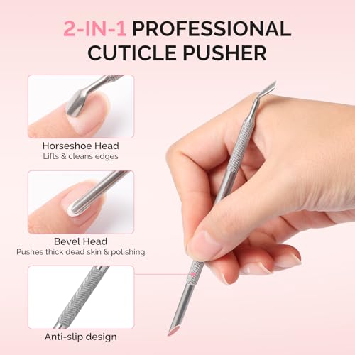 MelodySusie Nail Sandpaper Sheets & Stainless Steel Cuticle Pusher Set