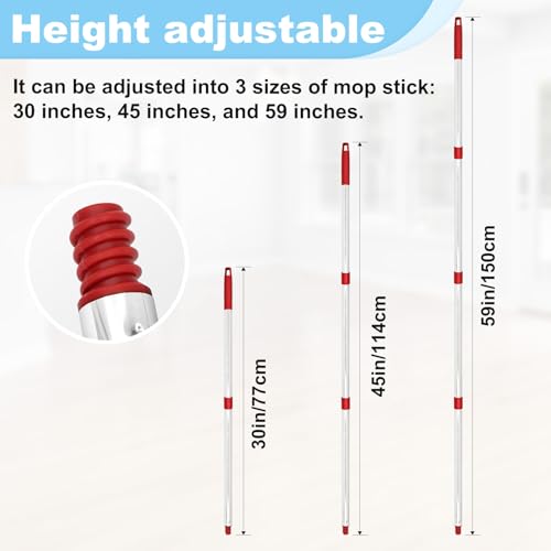 Ocedar Compatible Mop Handle - Red, Adjustable 30-58 inch Replacement Stick