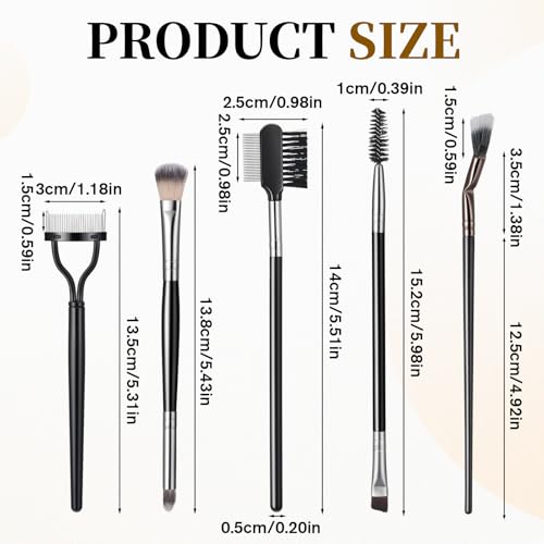 Jxiwfvl 5-Piece Eyebrow Brush and Eyelash Comb Set with Spoolie and Fan Brushes