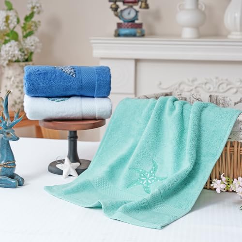 Dark Blue 3-Pack Cotton Hand Towels - Soft & Absorbent 13x29