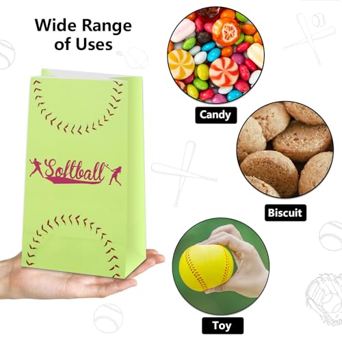 Softball Gift Bags - 20 Pack Party Favor Bags with Stickers