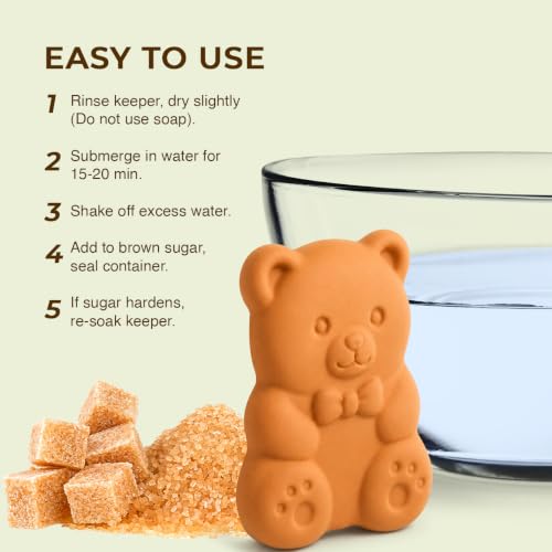 Vivid Works Brown Sugar Bear Keeper - Reusable Terracotta Moisture Regulator for Softening Sugar, 1 Pack