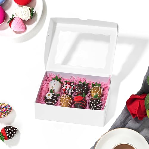 50 Pack White Bakery Boxes with Window for Pastries & Treats - Variation of 50 / White