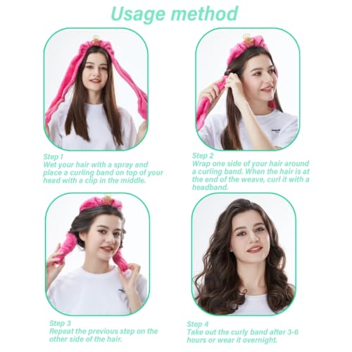 Heatless Curling Rod Headband for Long Hair - Overnight Silk Hair Curlers Set