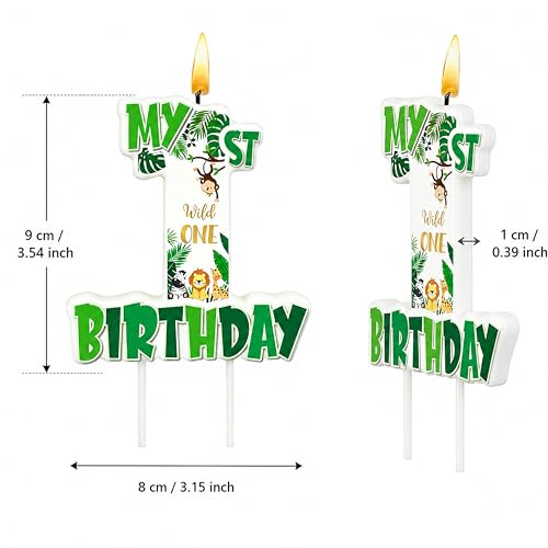 Wild One Birthday Candle - Jungle Animal Themed Cake Topper