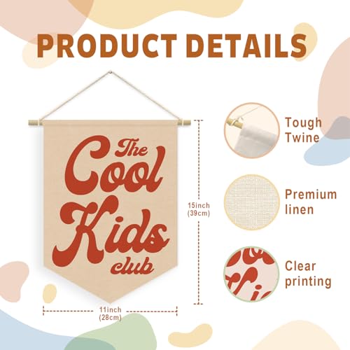 Cool Kids Club Wall Hanging Banner - Retro Nursery Decor 15x11