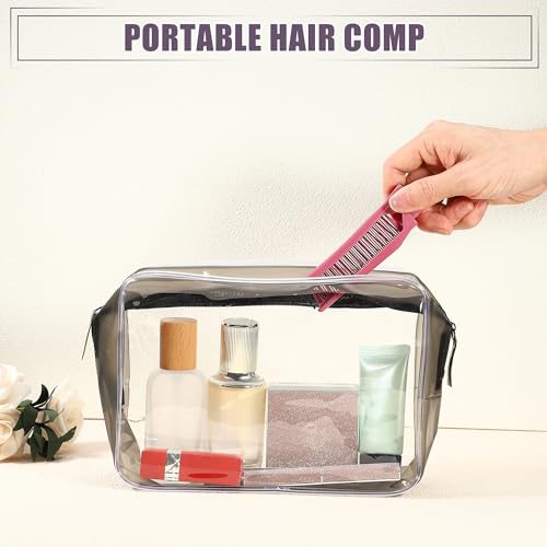 VOCOSTE Folding Hair Comb, Portable Travel Pocket Hair Brush, Dark Pink