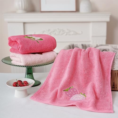 Embroidered Cotton Hand Towels Set - 3 Pack, 13x29 Inches