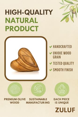 Zuluf 1.25" Olive Wood Pocket Heart – Hand Carved Wooden Fidget Keepsake