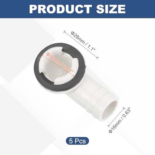 uxcell 5Pcs Air Conditioner Drain Hose Connector Elbow Fitting - 16mm, White