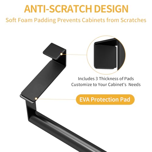 STWWO Over the Door Towel Rack for Kitchen Cabinet - Black