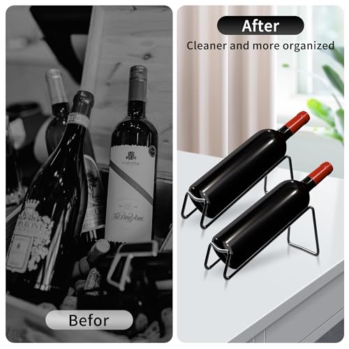 TONLEA Metal Countertop Wine Rack - 2-Piece Wine Bottle Holder, Black