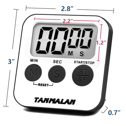 Tanmalan Kitchen Timer - Loud Alarm, Large Display, Easy Use