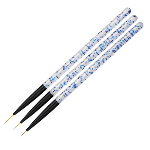 3-Piece Blue Nail Art Liner Brushes for UV Gel and Acrylic Painting