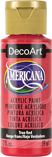 DecoArt Americana Acrylic Paint, True Red, 2 Oz - Non-toxic & Highly Pigmented