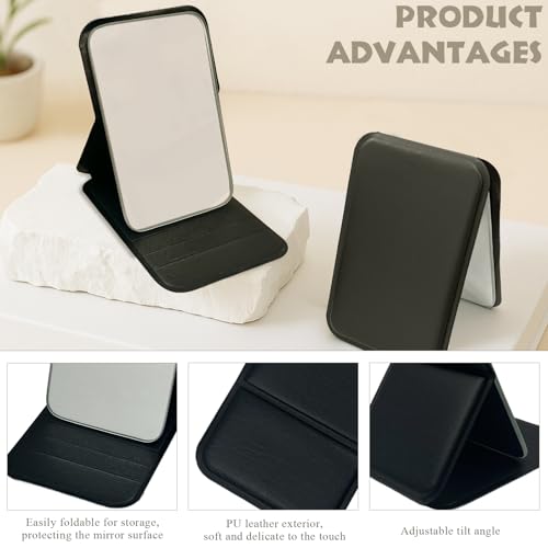 Zoolinn Ultralight Folding Hand Mirror with PU Leather Cover for Travel