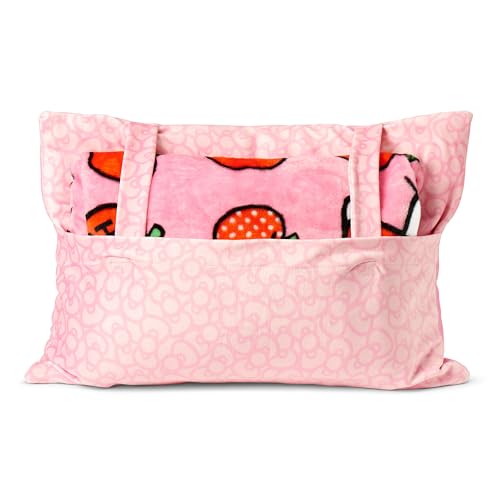 Northwest Sanrio Hello Kitty Forever Sweet Silk Touch Throw Blanket 50" x 60" with 3D Plush Pocket Pillow 14" x 20" – Comfy Hello Kitty Plush Blanket and Pillow Set