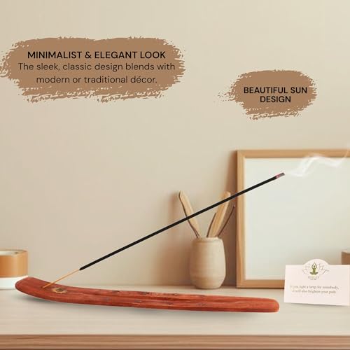 10-Inch Sun Design Wood Incense Holder for Aromatherapy