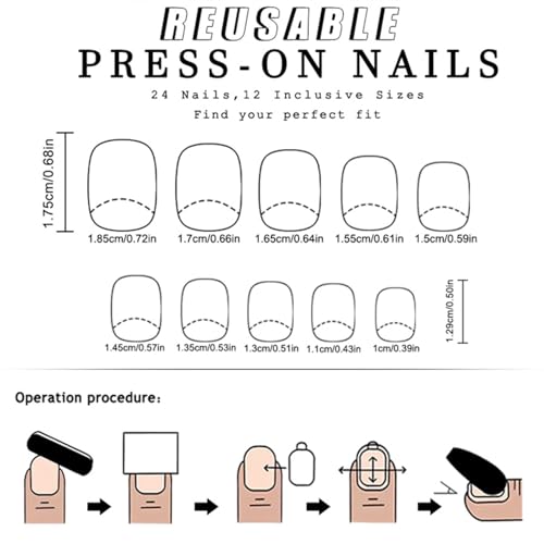 Short Square Press On Nails Dark Blue Floral Glitter False Nails