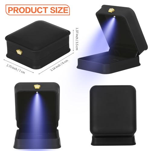 KUKUVR Black Necklace Pendant Gift Box with LED Light