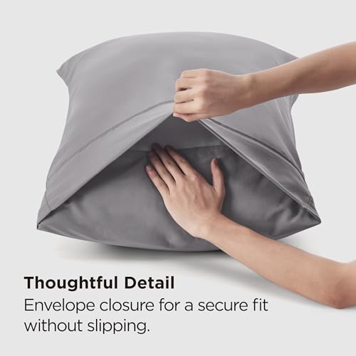 Bedsure Queen Pillow Cases Set of 2 - Light Grey 20x30 Inches