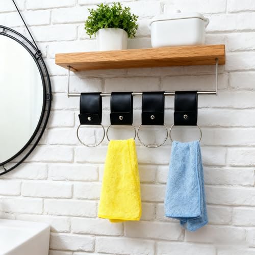 2 Pcs Farmhouse Kitchen Towel Holder, Over Cabinet Door Towel Ring Hanger