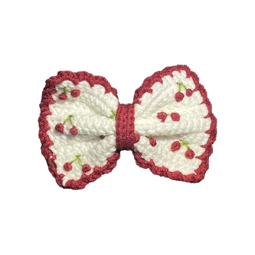 Handmade Crochet Butterfly Hair Clips with Cherry Accents