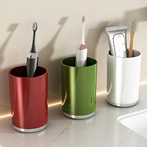 RabyLeo Portable Toothbrush Holder Cup - Large Capacity, White