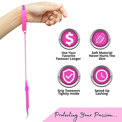SIVOTE Silicone Lash Tweezer Holder Wristband Pink Protective Strap