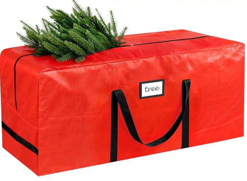 7.5 ft Christmas Tree Storage Bag - Heavy-Duty Waterproof Red Tote