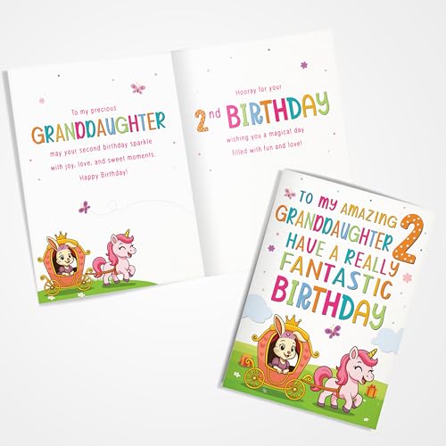 Princess Unicorn 2nd Birthday Card for Granddaughter