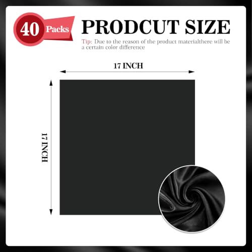 Black Satin Napkins 17x17 Inch Set of 40 - Elegant Table Decor