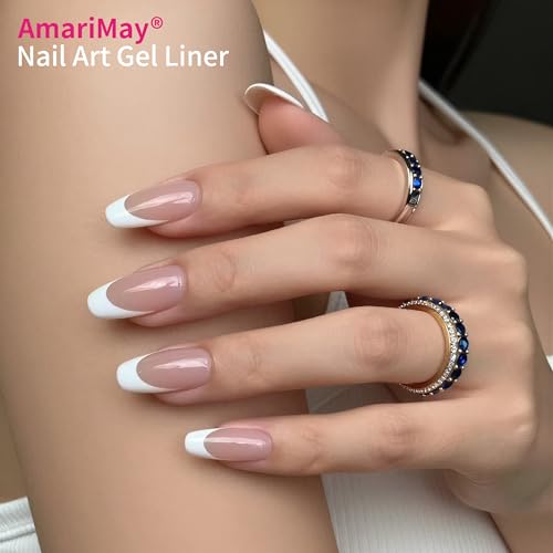AmariMay White Gel Nail Art Liner Polish with Thin Brush 7ml