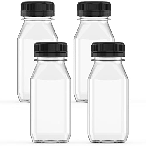 6 oz Plastic Juice Bottles with Black Lids - 5 Pack