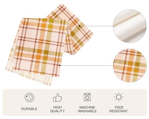 WRAPAHOLIC Fall Orange Plaid Table Runner 13 x 72 Inch Autumn Farmhouse Linen Dining Decor