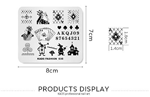 Rolabling Playing Card Nail Art Stamping Plate Stainless Steel Stencil