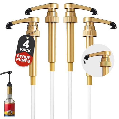 4 Pack Gold Leak Proof Syrup Pumps for 750ml Bottles