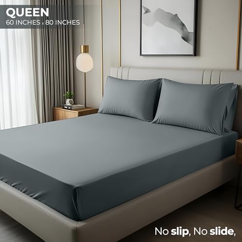 Queen Fitted Sheet - Ultra Soft Grey, 15 Inch Deep Pocket