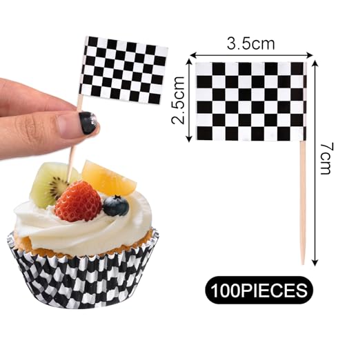Racing Car Cupcake Liners and Toppers - 100 Pcs Set