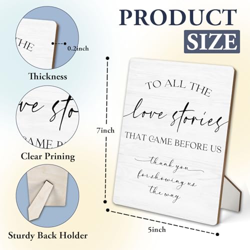 Wooden Wedding Love Stories Sign - 5x7 Inch Table Decoration