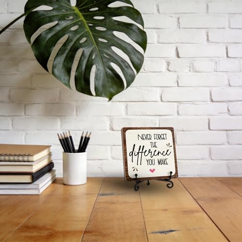 Inspirational Desk Sign with Quote for Office or Home - 5x5 Wooden Plaque
