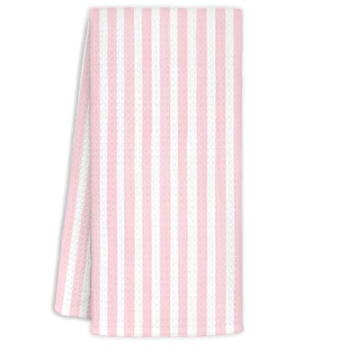 Pink Striped Decorative Hand Towels 16x24 - Absorbent Preppy Bathroom Decor
