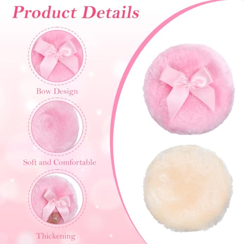 Large Fluffy Body Powder Puffs 3.5 Inch Thick Makeup Dusting 2-Pack