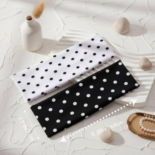 Polka Dot Headbands for Women 3-Pack Stretchy Non-Slip Hair Bands