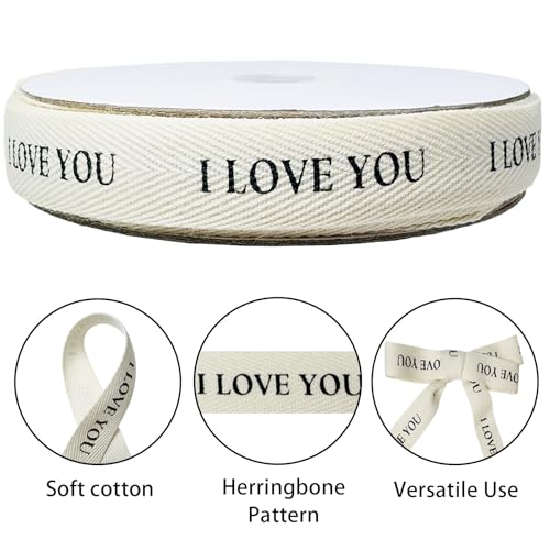 AEVORA 5/8 Inch Cotton Herringbone Ribbon 25 Yards for Gift Wrapping and Crafts