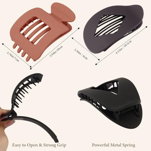 Atoden Flat Hair Claw Clips Large Non-Slip Hair Accessories for Thick Hair 8Pcs
