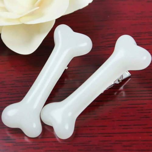 White Dog Bone Hair Clips 2-Piece Set Punk Hairpins Barrette