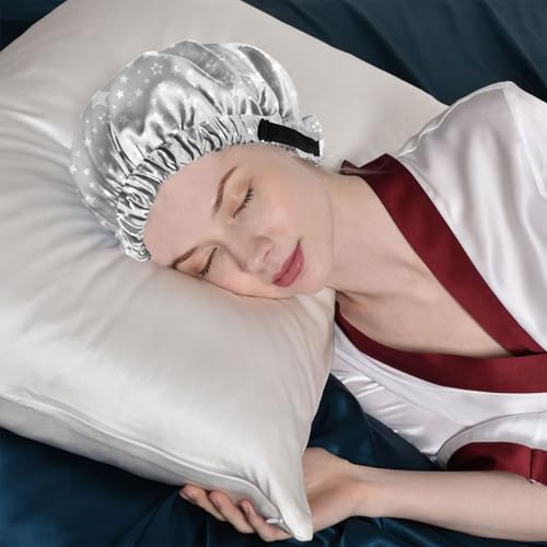 Adjustable Satin Silk Sleep Bonnet for Hair Care Double Layer